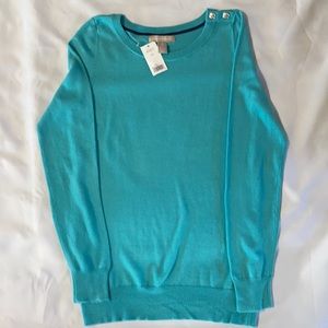 Banana Republic long sleeved sweater with button detail on left shoulder. Size S